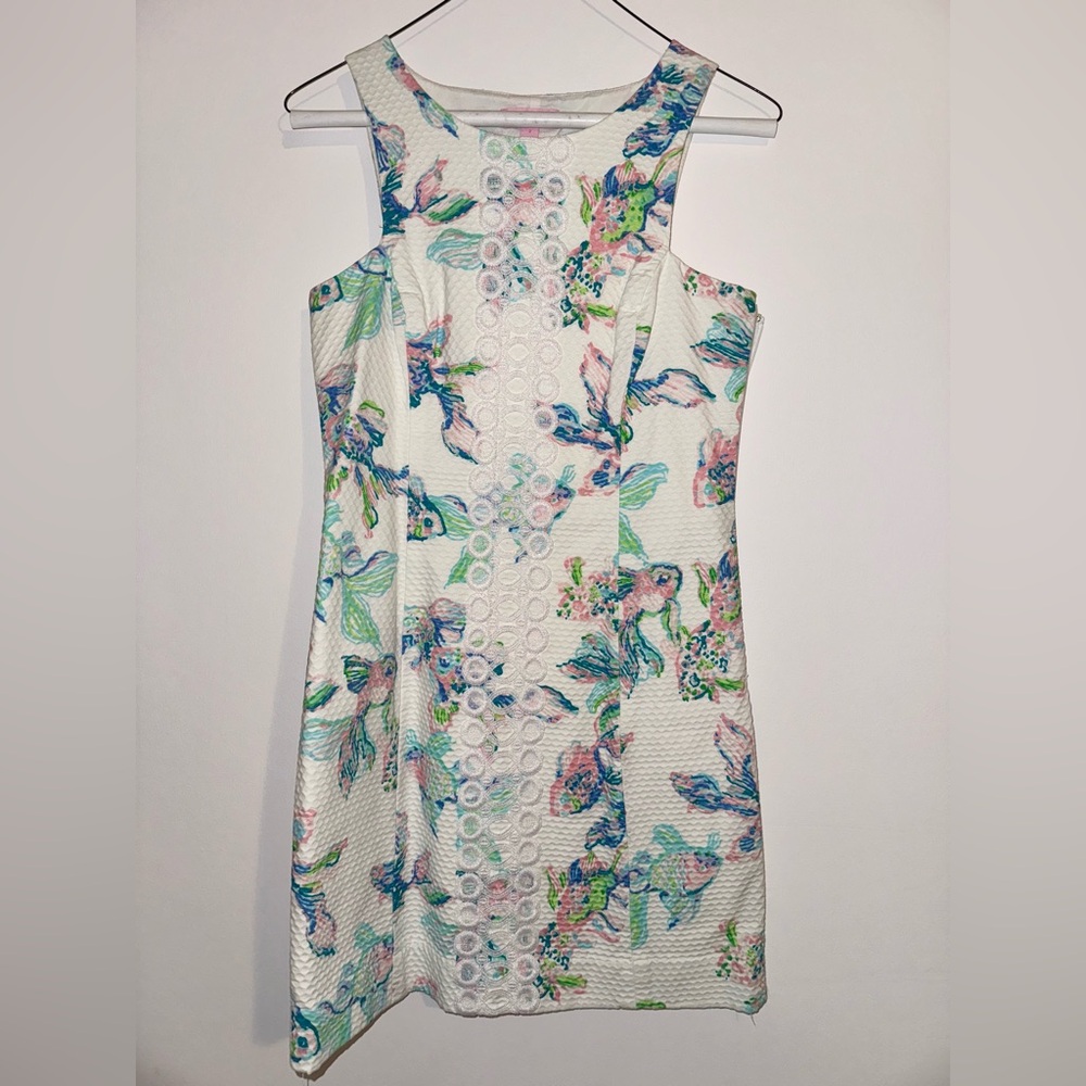 Lilly Pulitzer Mini Sleeveless Shift Dress with Fish Pattern